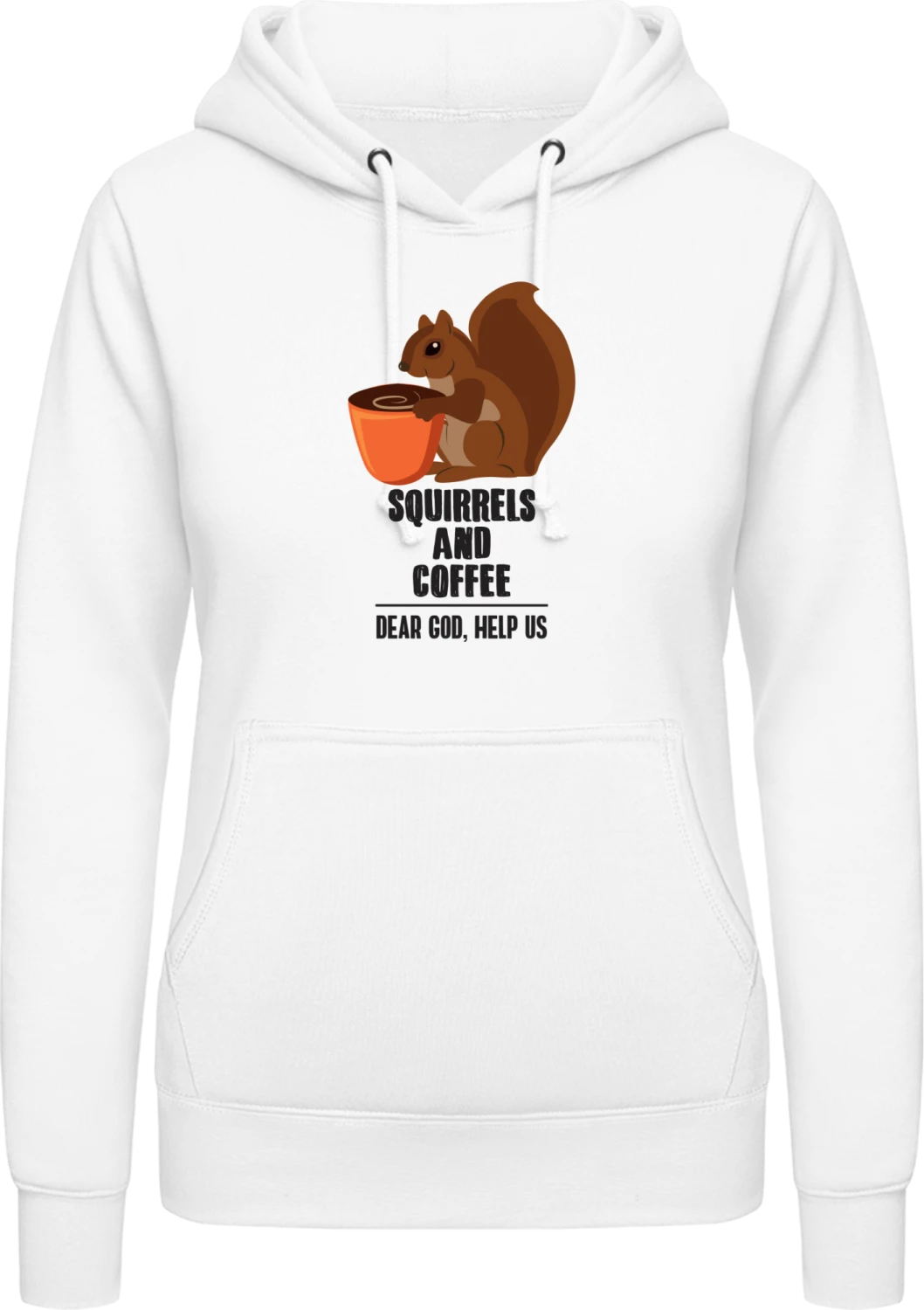 Squirrels And Coffee - Arctic white AWDis ladies hoodie - Front