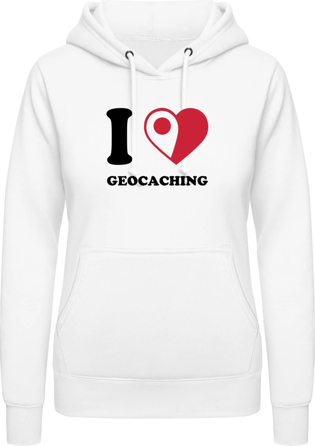 I Love Geocaching - Arctic white AWDis ladies hoodie - Front