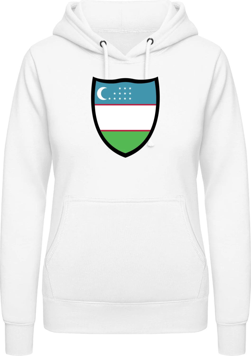 Uzbekistan Flag Shield - Arctic white AWDis ladies hoodie - Front