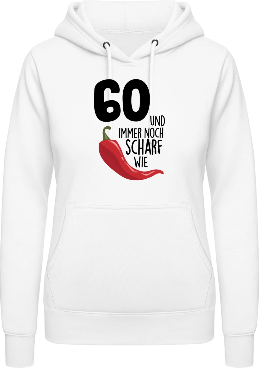 60 Jahre scharf wie Chili - Arctic white AWDis ladies hoodie - Front