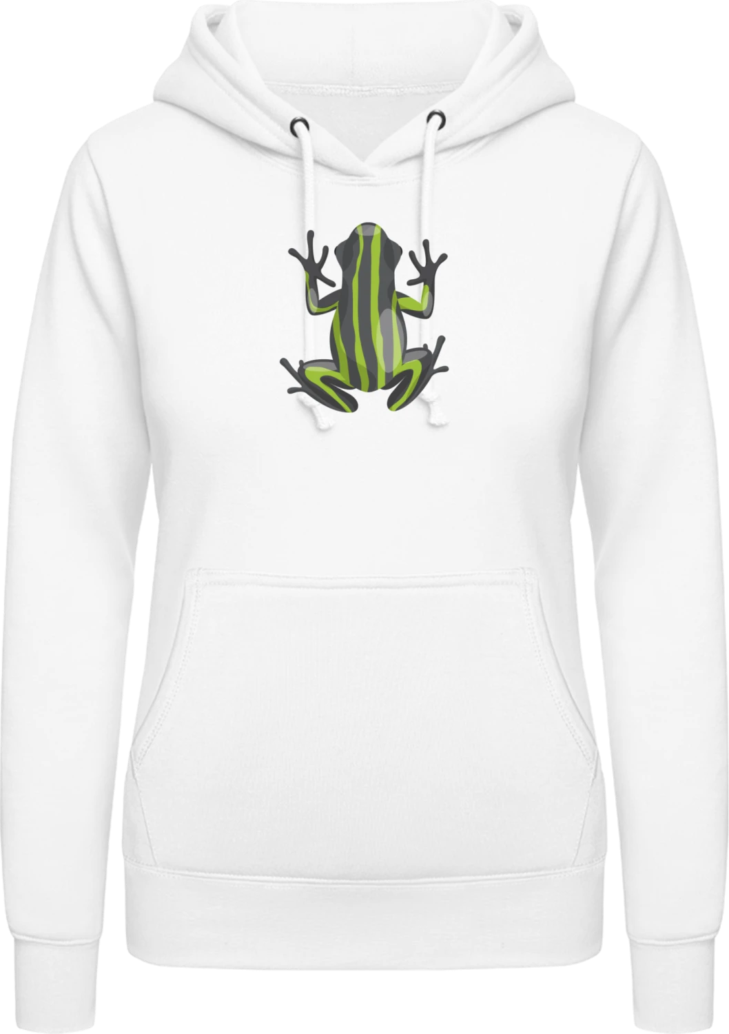 Green Black Frog - Arctic white AWDis ladies hoodie - Front