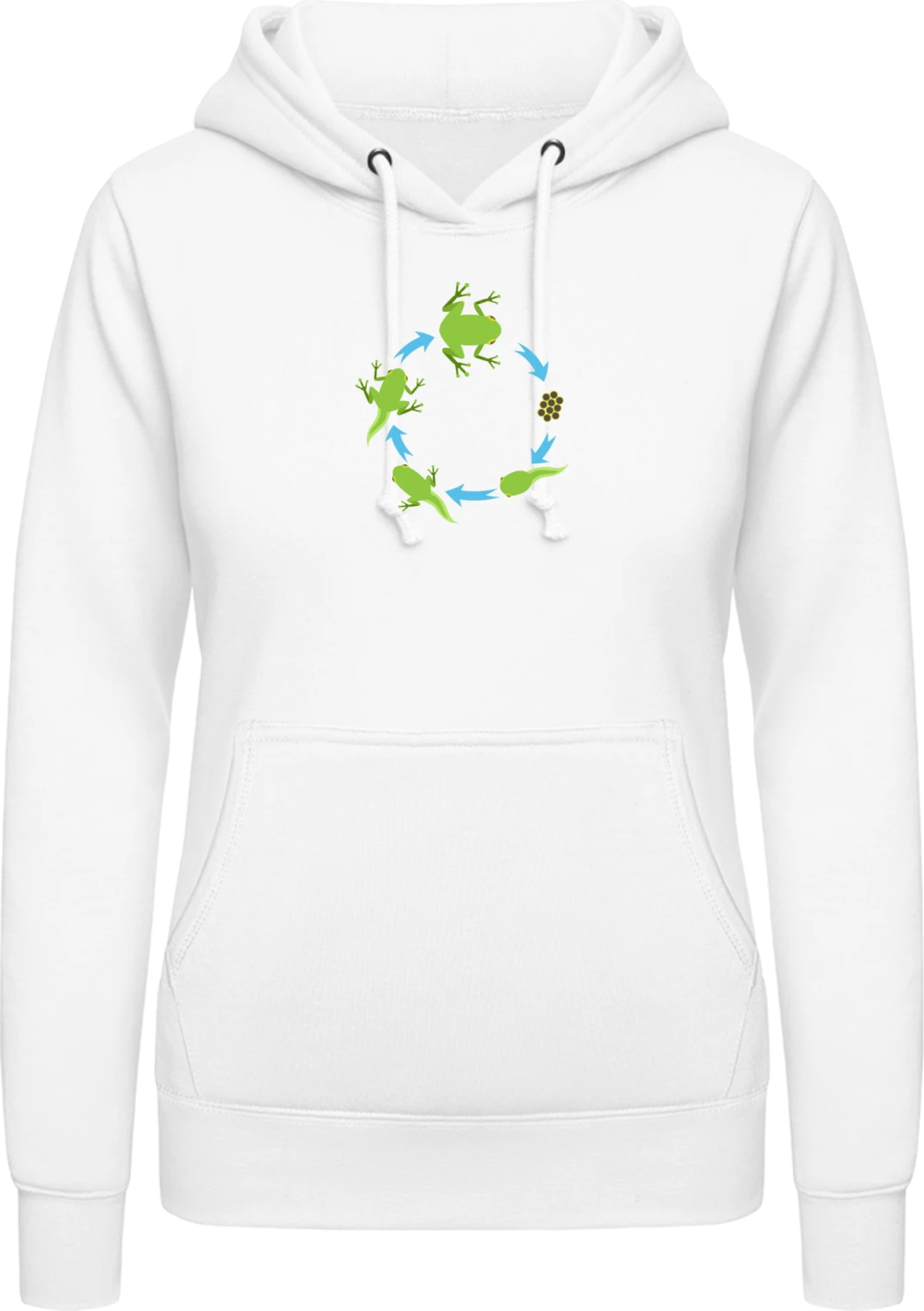 Evolution Of A Frog - Arctic white AWDis ladies hoodie - Front