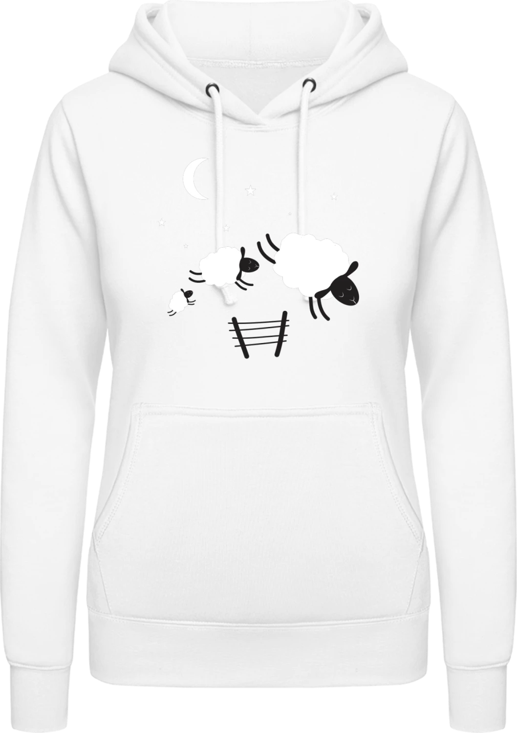 Sheeps At Night - Arctic white AWDis ladies hoodie - Front