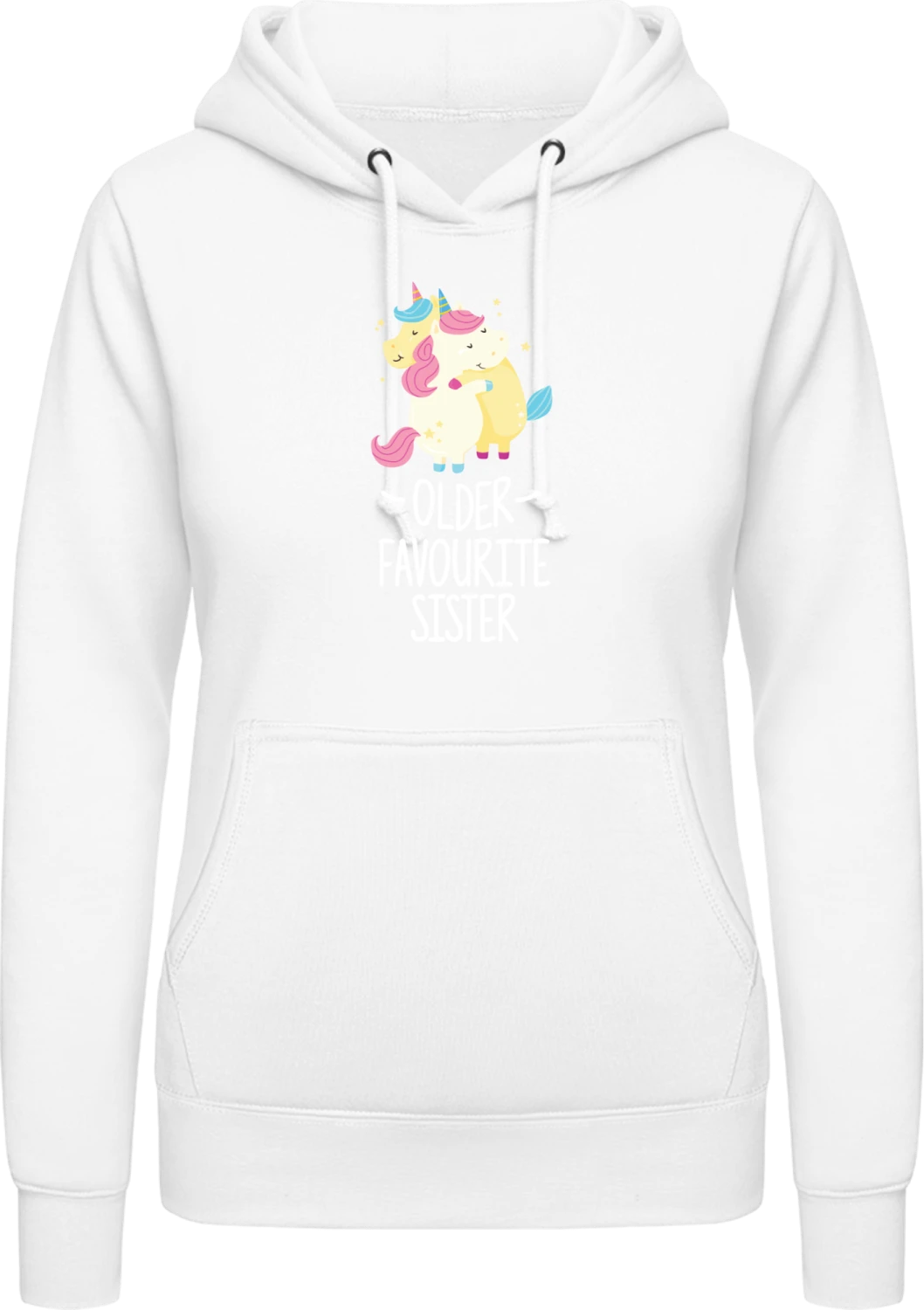 Older Favourite Sister Unicorn - Arctic white AWDis ladies hoodie - Front