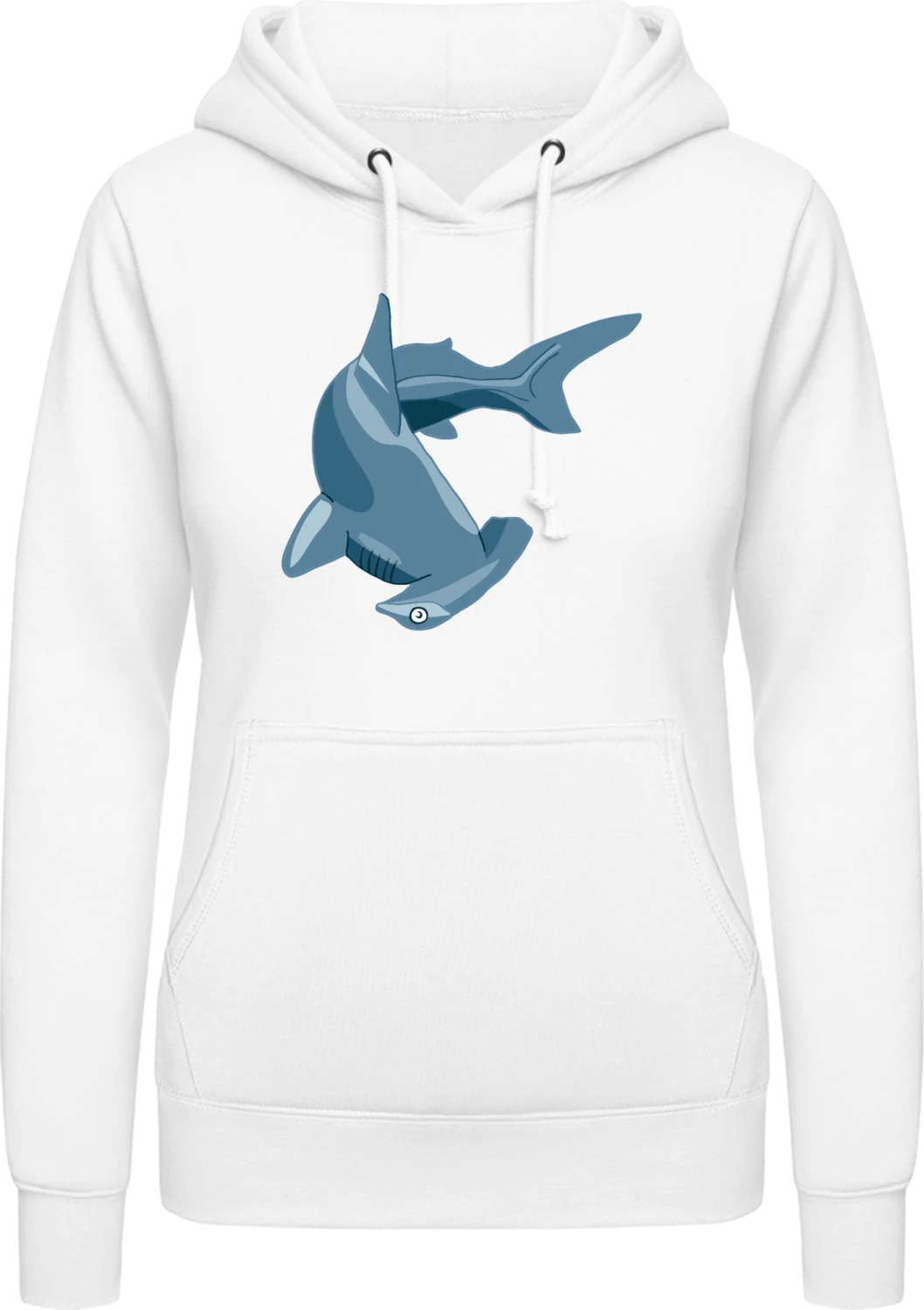 Hammerhead Shark Illustration - Arctic white AWDis ladies hoodie - Front