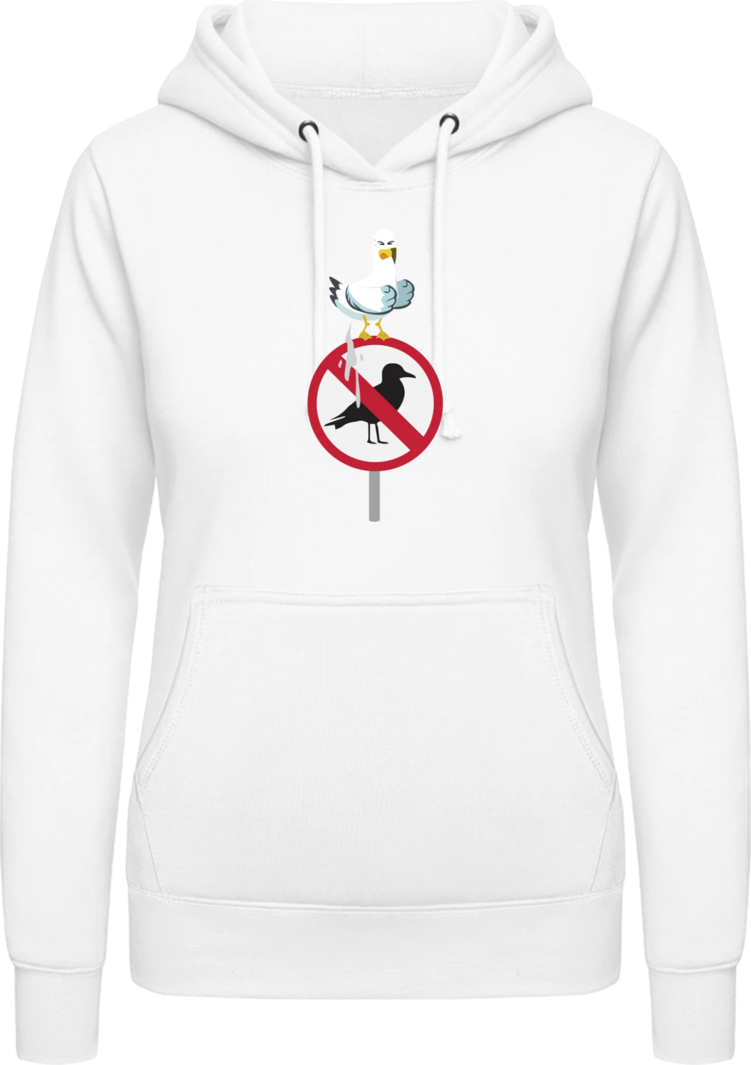 No Birds - Shit On It - Arctic white AWDis ladies hoodie - Front