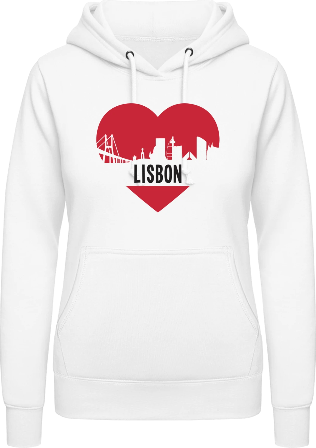 Lisbon - Arctic white AWDis ladies hoodie - Front