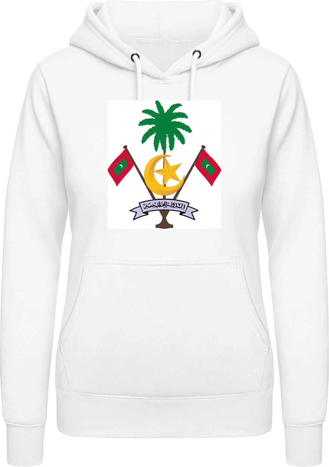 Maldives Coat of Arms - Arctic white AWDis ladies hoodie - Front