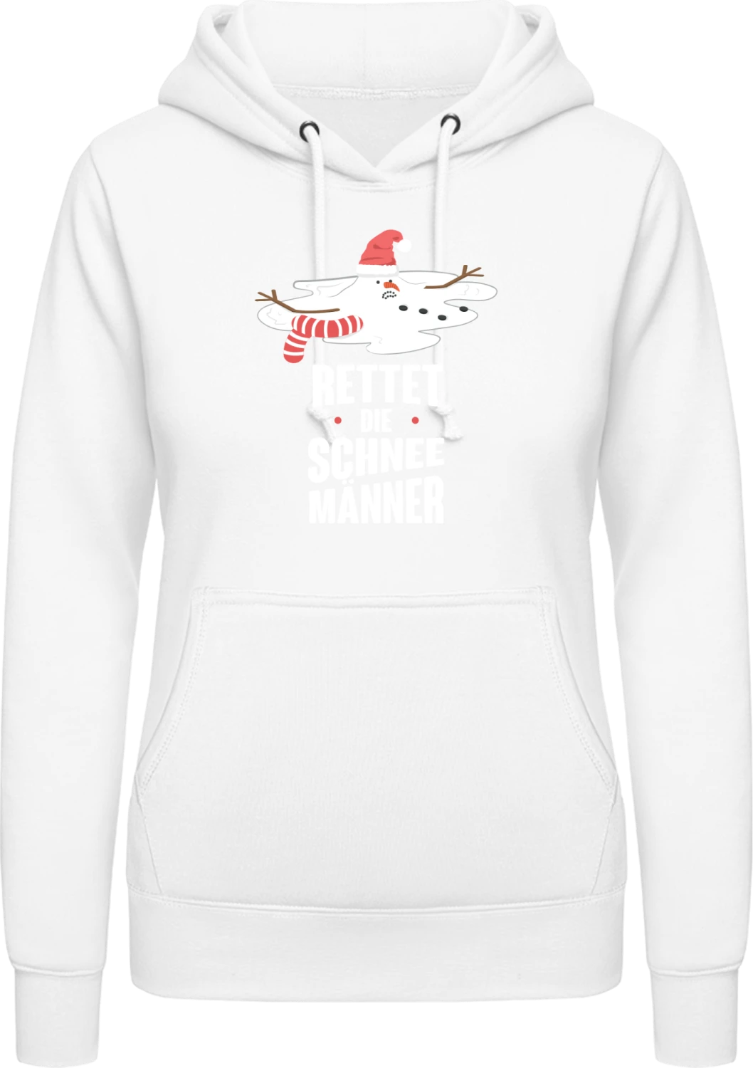 Rettet die Schneemänner - Arctic white AWDis ladies hoodie - Front