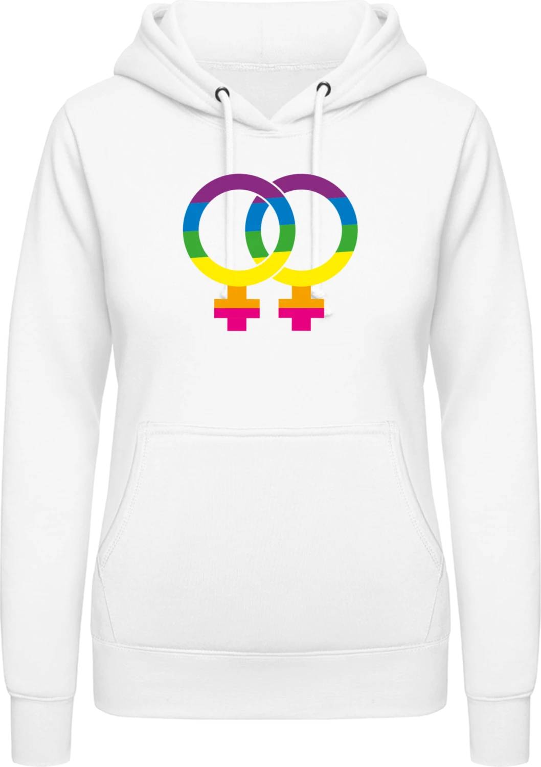 Lesbian Love Rainbow - Arctic white AWDis ladies hoodie - Front