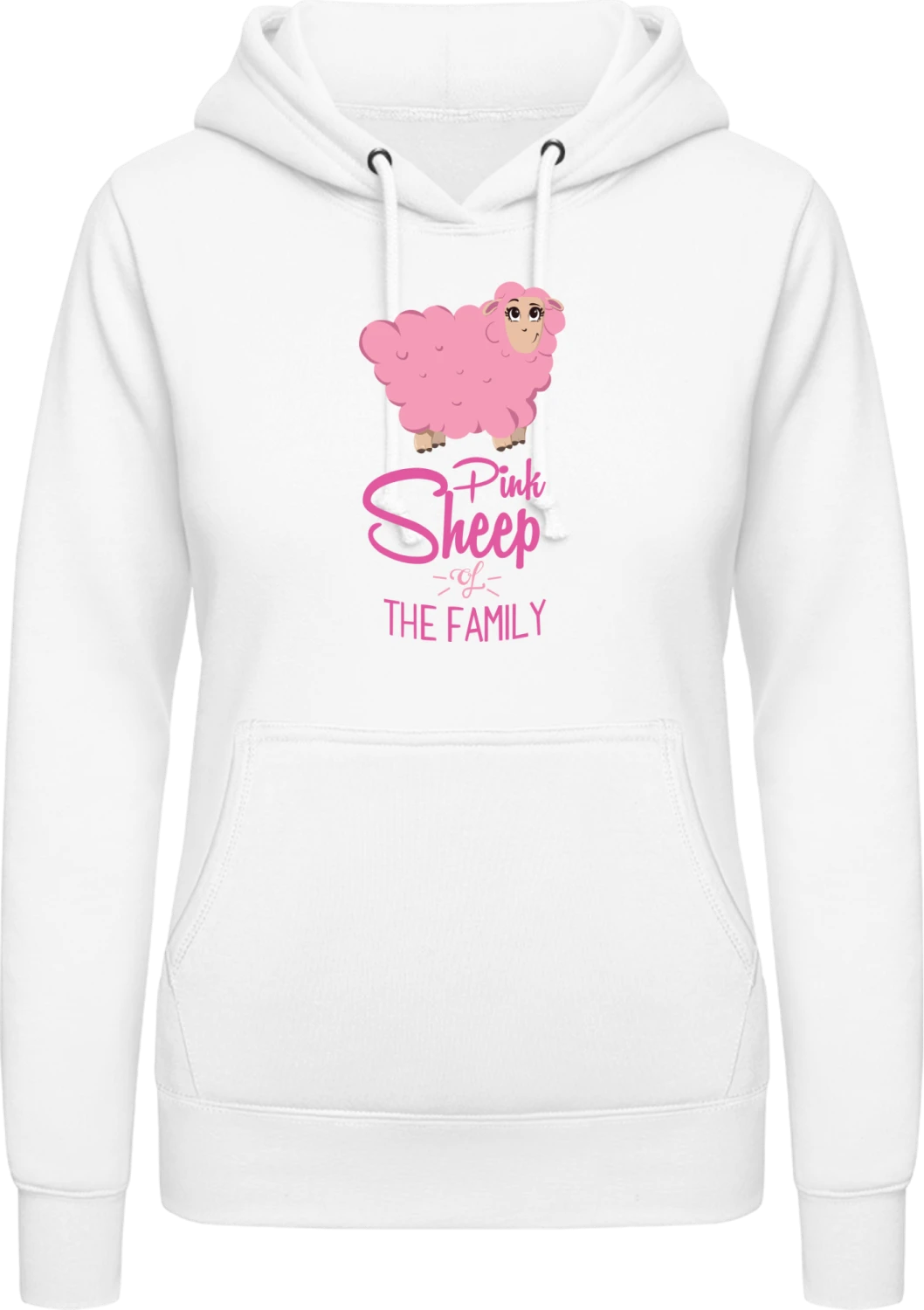 Pink Sheep Of The Family - Arctic white AWDis ladies hoodie - Front