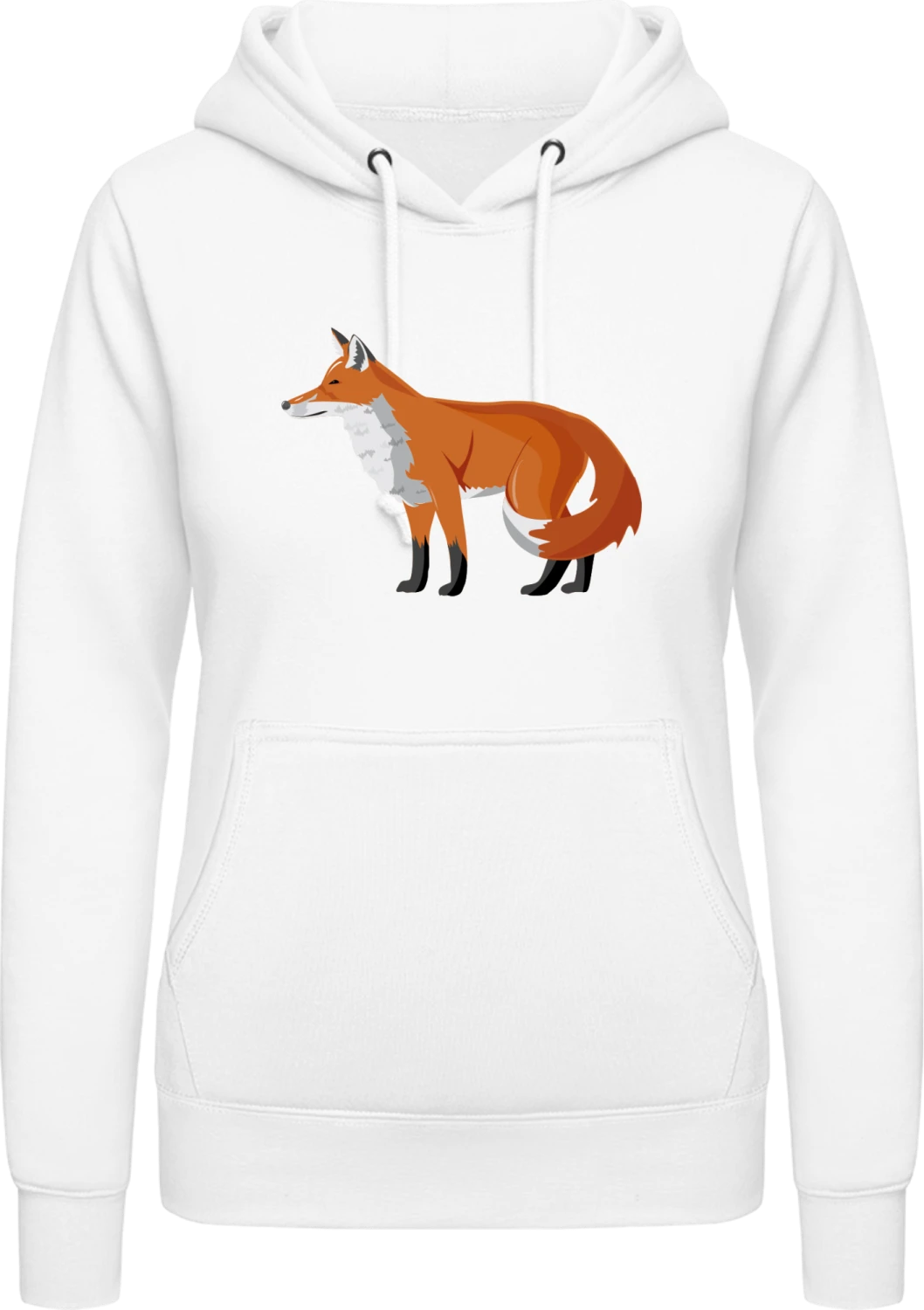 Fox Illustration - Arctic white AWDis ladies hoodie - Front