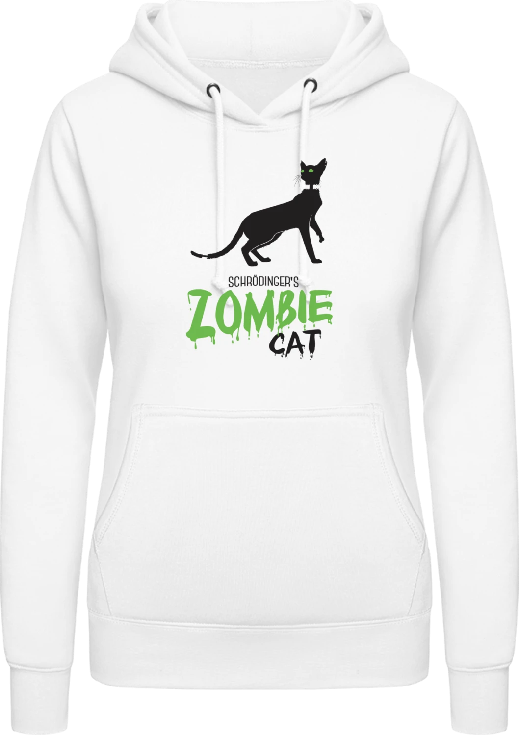 Schrödinger's Zombie Cat - Arctic white AWDis ladies hoodie - Front