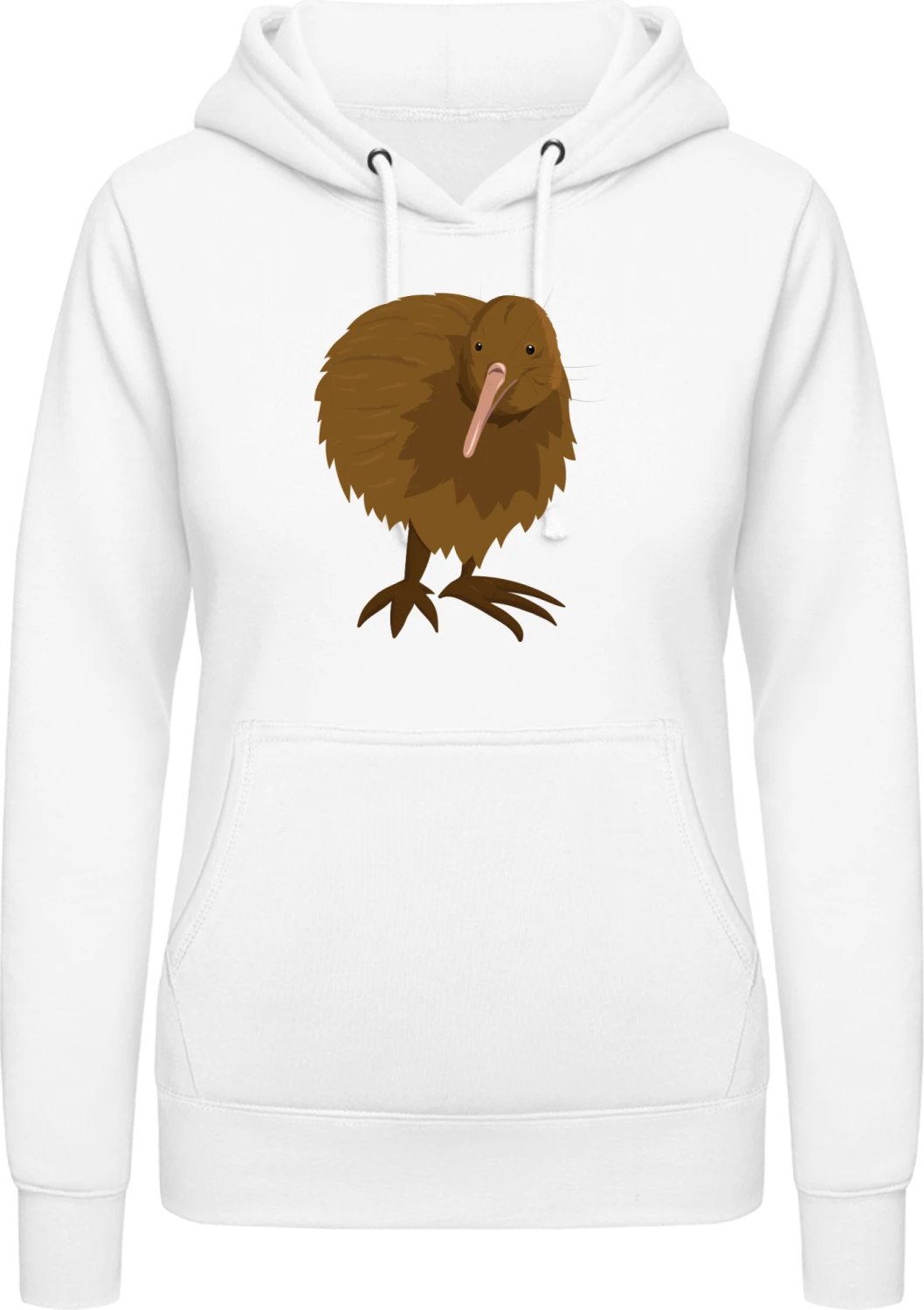 Kiwi Illustration - Arctic white AWDis ladies hoodie - Front