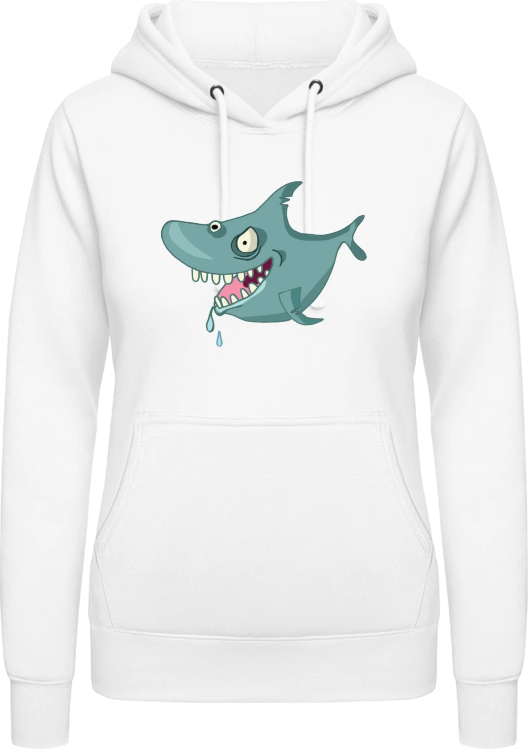 Funny Hungry Shark - Arctic white AWDis ladies hoodie - Front