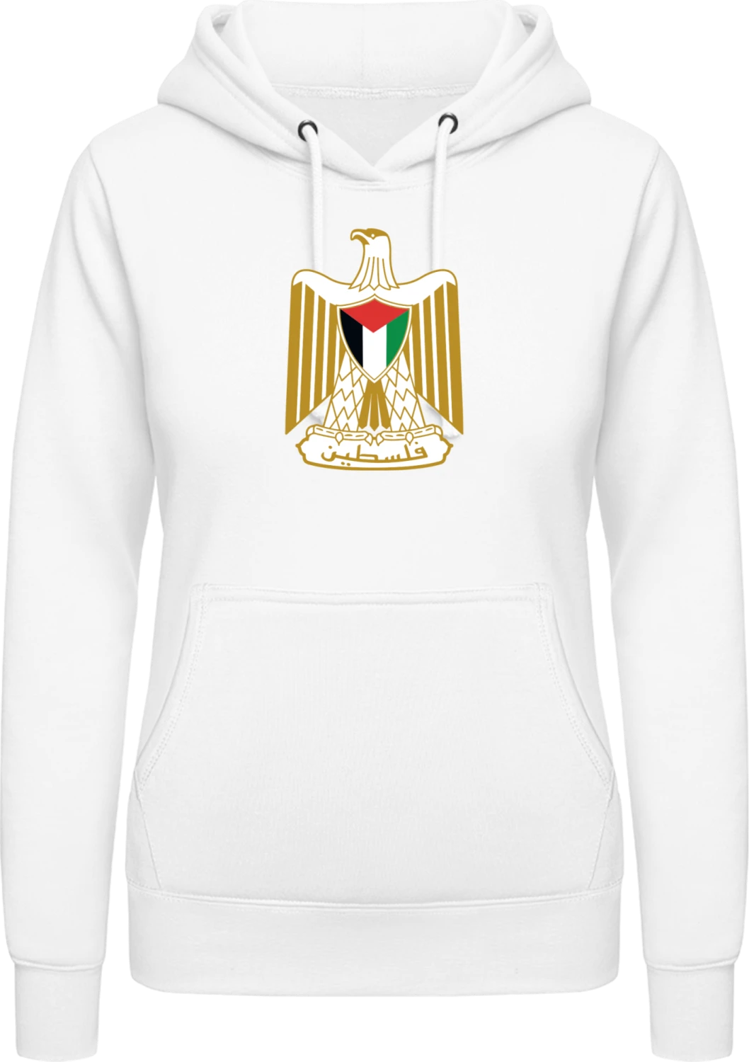 Palestine Coat of Arms - Arctic white AWDis ladies hoodie - Front