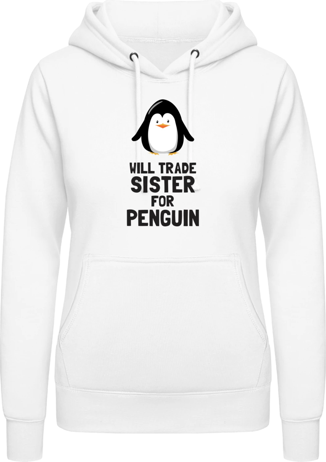 Will Trade Sister For Penguin - Arctic white AWDis ladies hoodie - Front