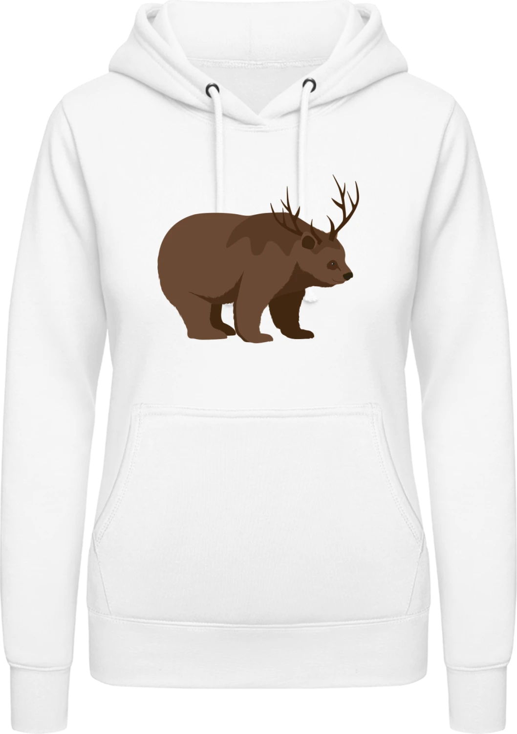 Bear And Deer = Beer - Arctic white AWDis ladies hoodie - Front