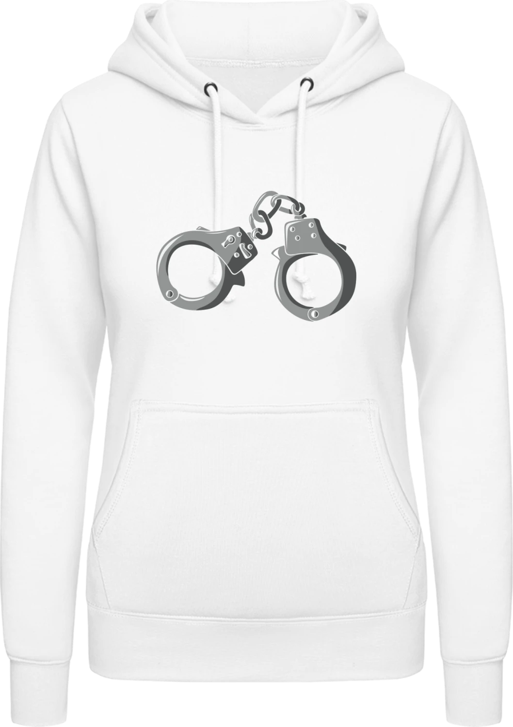 Handcuff Illustration - Arctic white AWDis ladies hoodie - Front