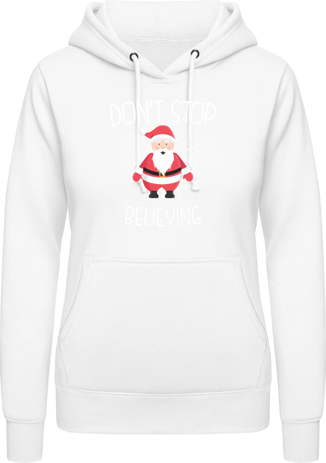 Don't Stop Believing - Arctic white AWDis ladies hoodie - Front