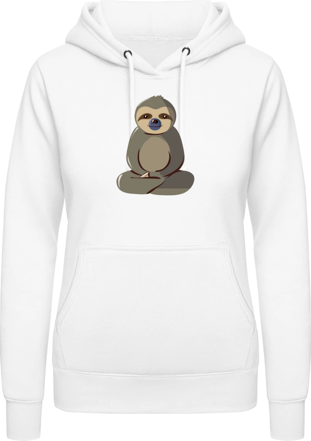 Sloth Sitting - Arctic white AWDis ladies hoodie - Front