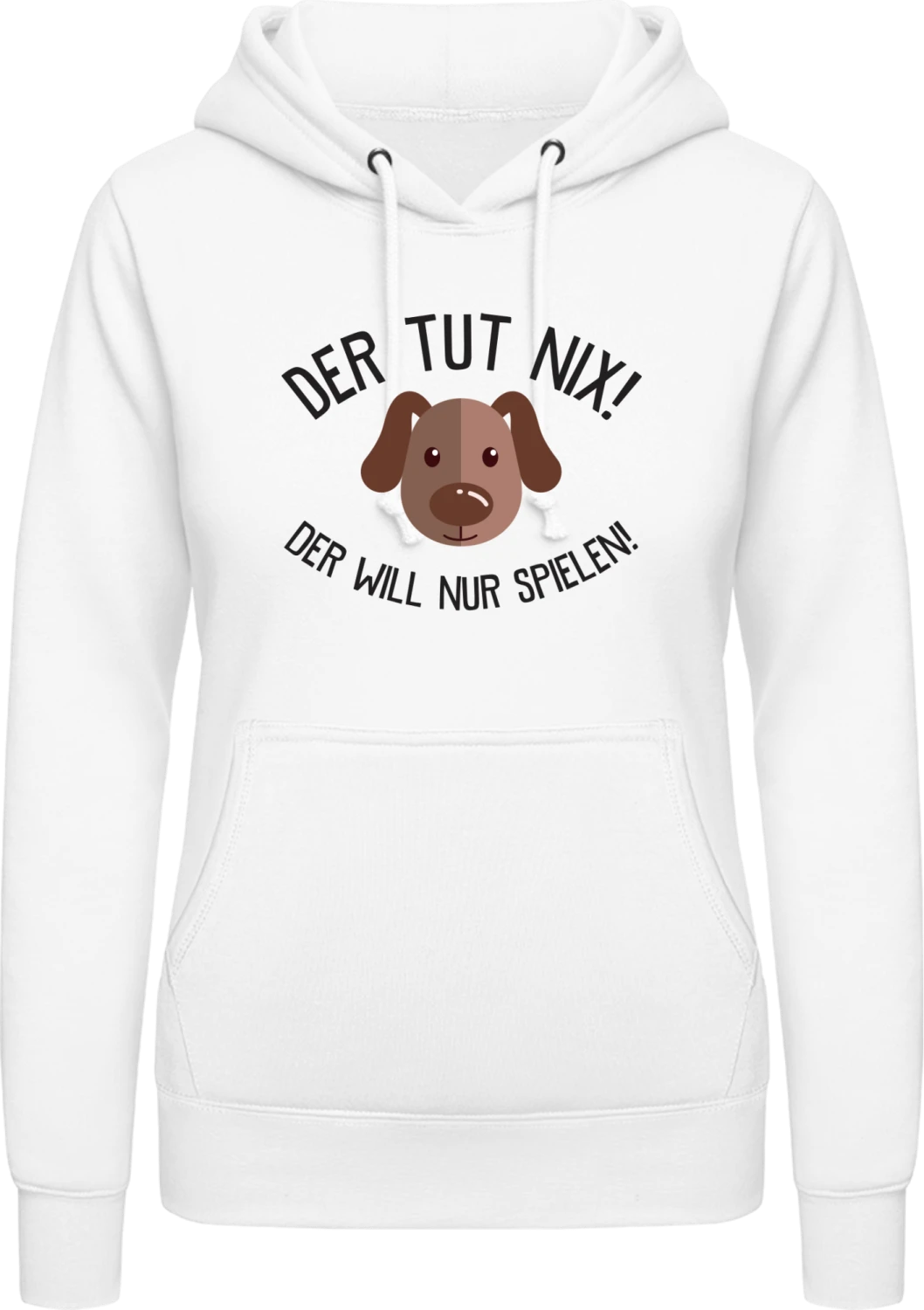 Der tut nix Der wiill nur spielen - Arctic white AWDis ladies hoodie - Front