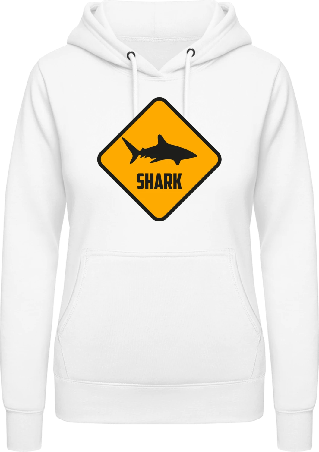 Shark Warning - Arctic white AWDis ladies hoodie - Front