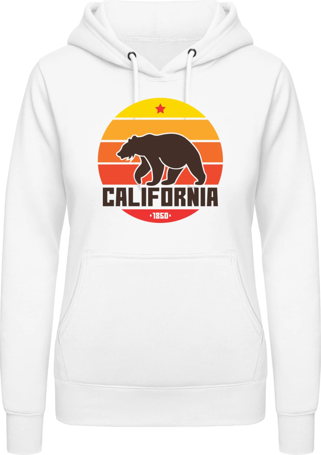 California Grizzly Bear - Arctic white AWDis ladies hoodie - Front