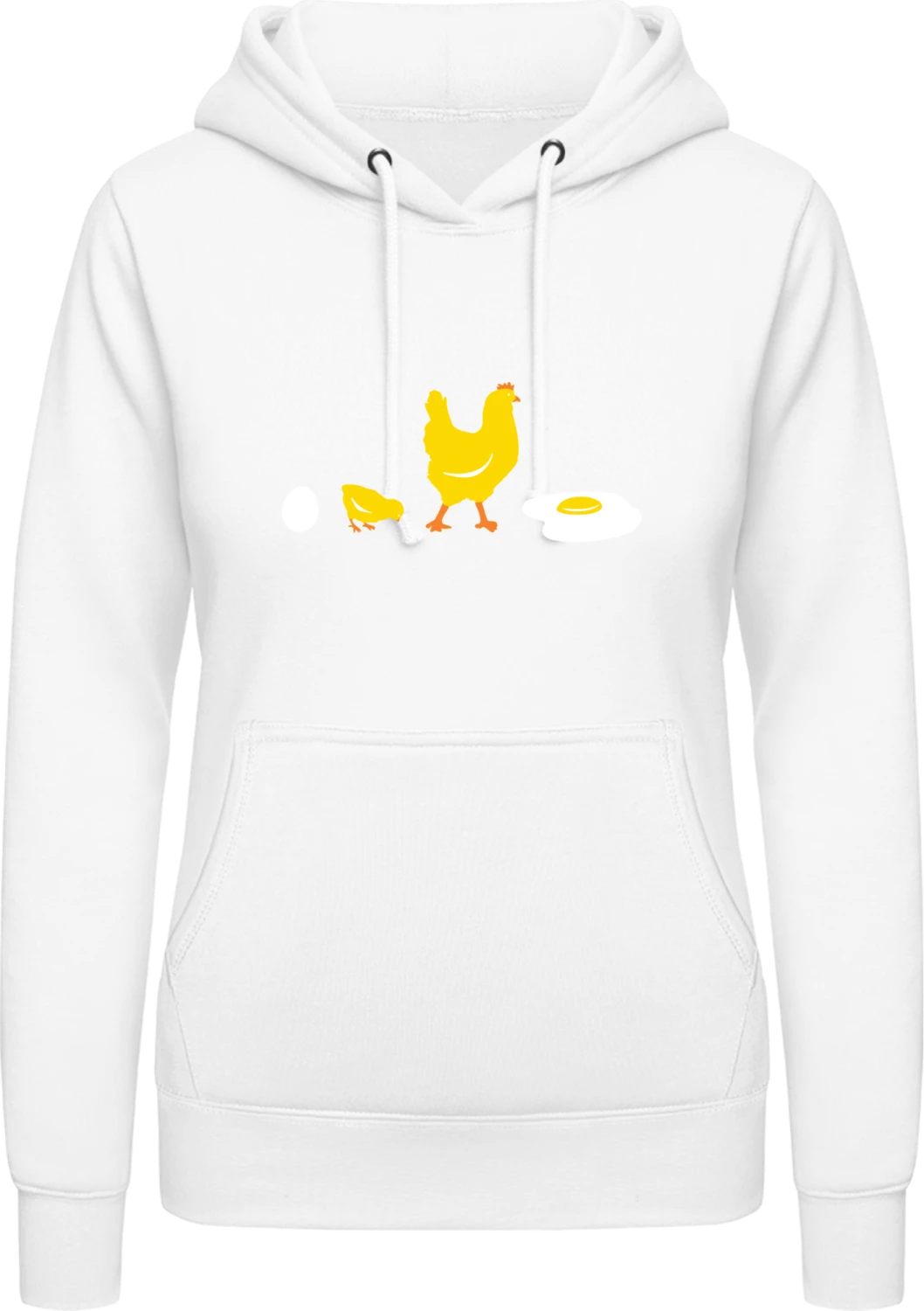 Evolution Chicken To Fried Egg - Arctic white AWDis ladies hoodie - Front