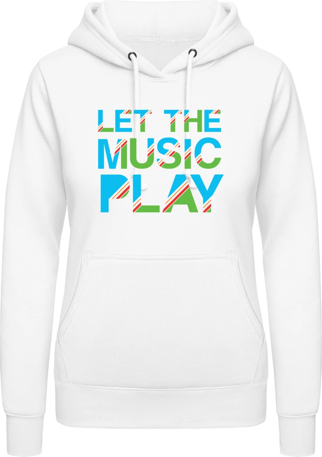 Let The Music Play - Arctic white AWDis ladies hoodie - Front