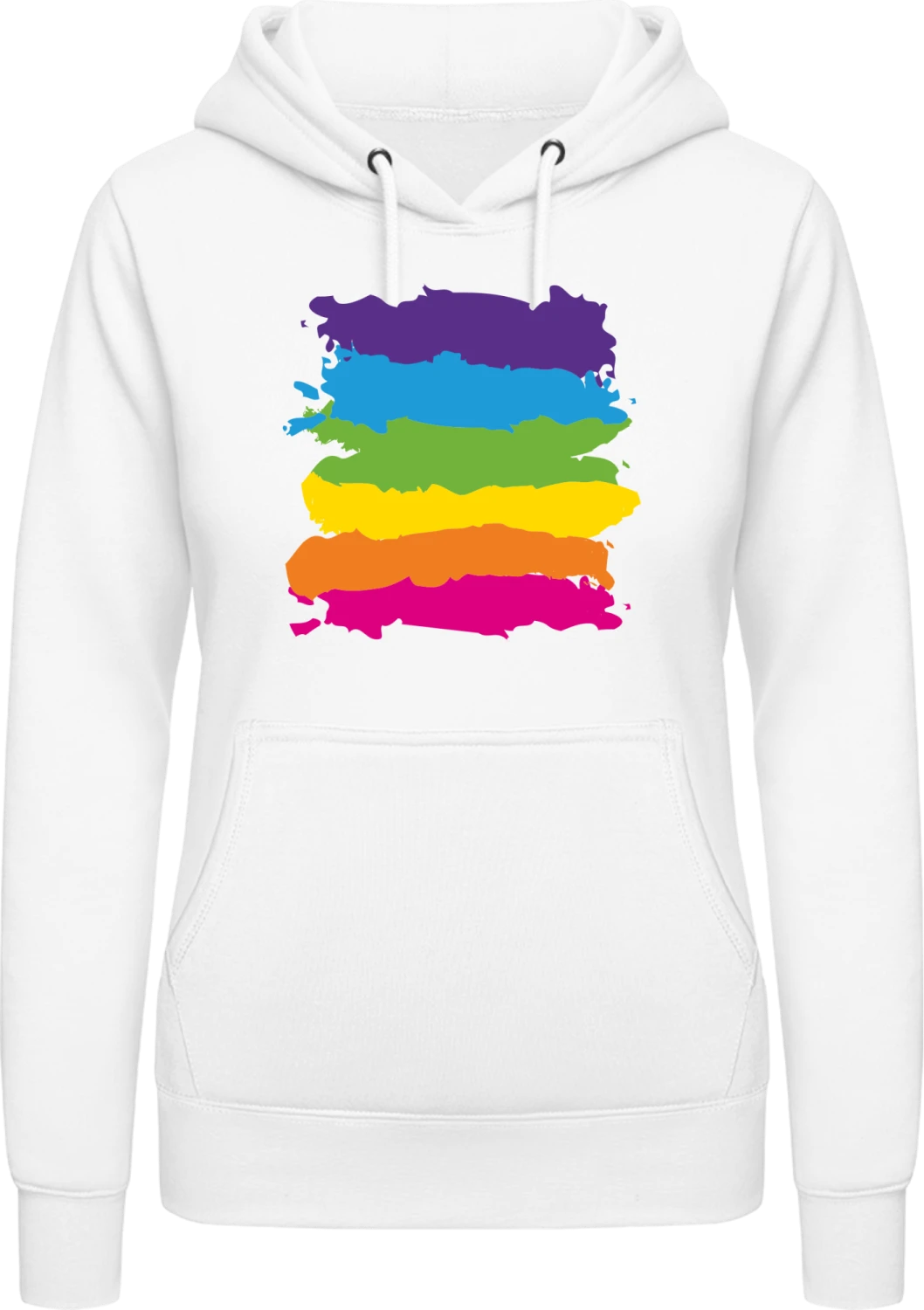 Rainbow Splash - Arctic white AWDis ladies hoodie - Front