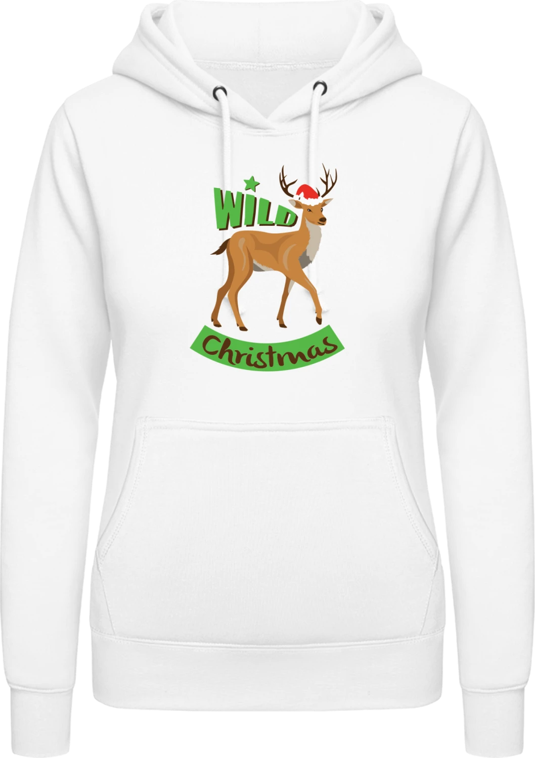 Wild Christmas - Arctic white AWDis ladies hoodie - Front