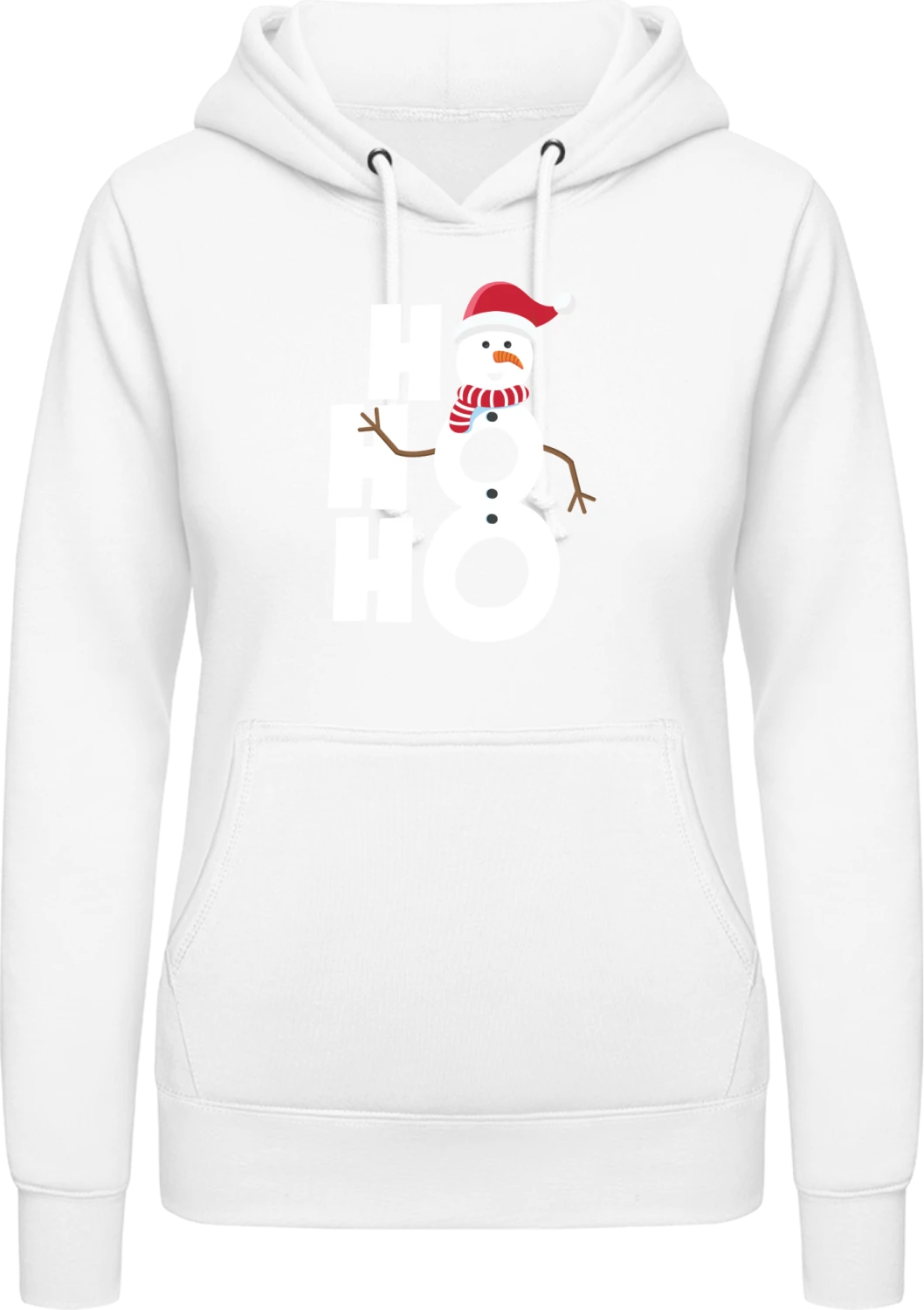 Ho Ho Ho Snowman - Arctic white AWDis ladies hoodie - Front