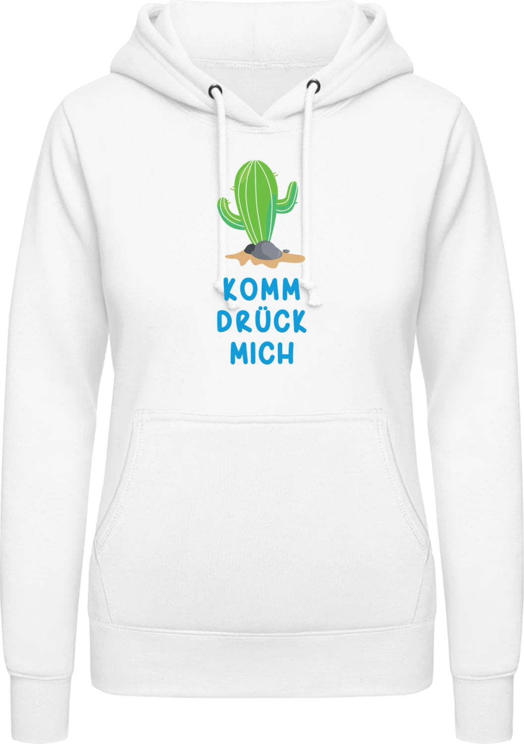 Komm drück mich Kaktus - Arctic white AWDis ladies hoodie - Front