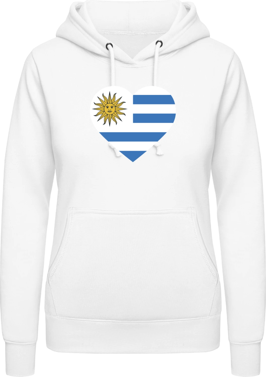 Uruguay Heart Flag - Arctic white AWDis ladies hoodie - Front