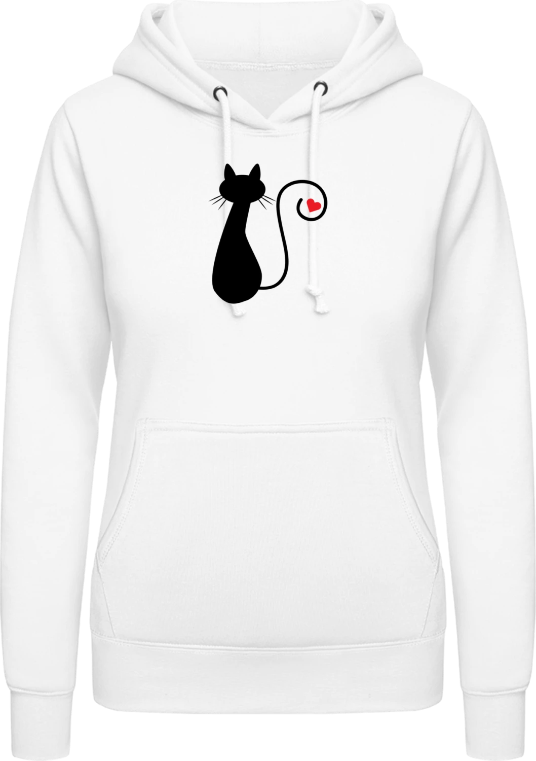 Black Cat With Love - Arctic white AWDis ladies hoodie - Front