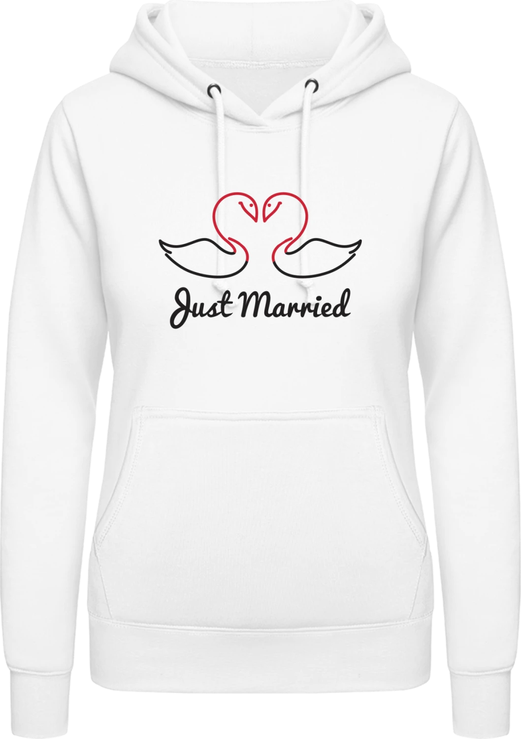 Just Married Swans - Arctic white AWDis ladies hoodie - Front