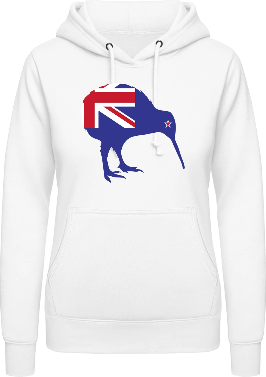 Kiwi New Zealand Flag - Arctic white AWDis ladies hoodie - Front