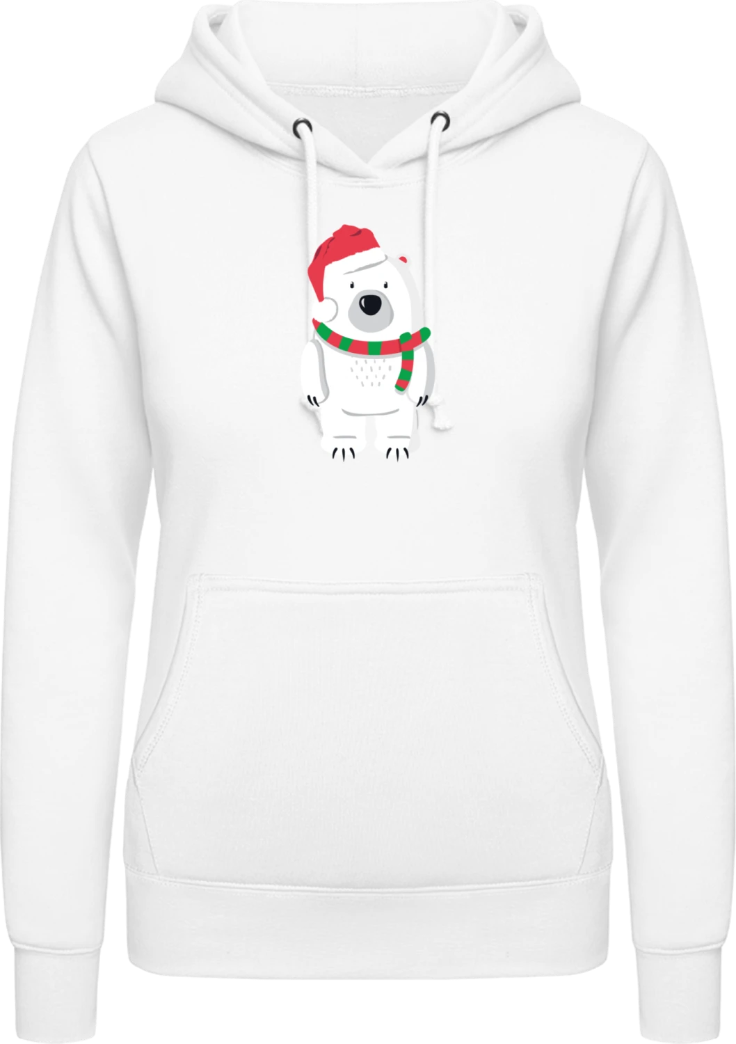 Christmas Polar Bear - Arctic white AWDis ladies hoodie - Front