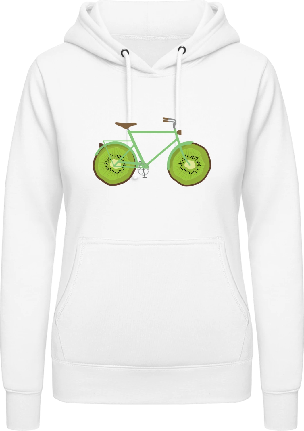 Kiwi Bicycle - Arctic white AWDis ladies hoodie - Front