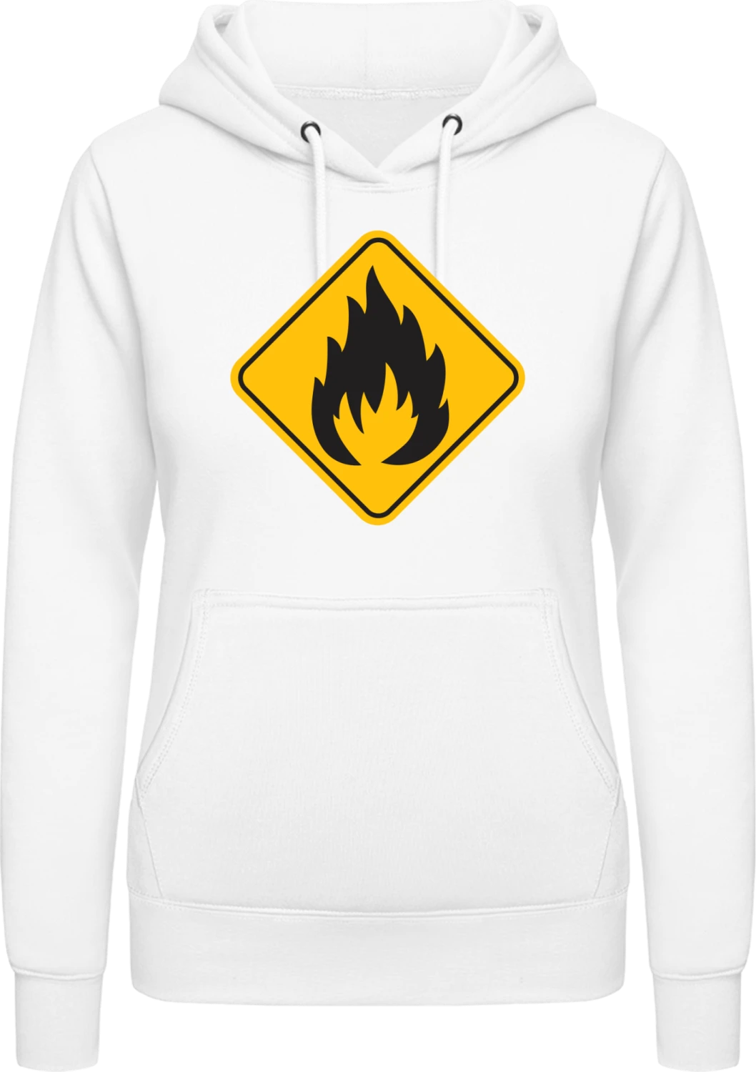 Fire Warning Sign - Arctic white AWDis ladies hoodie - Front