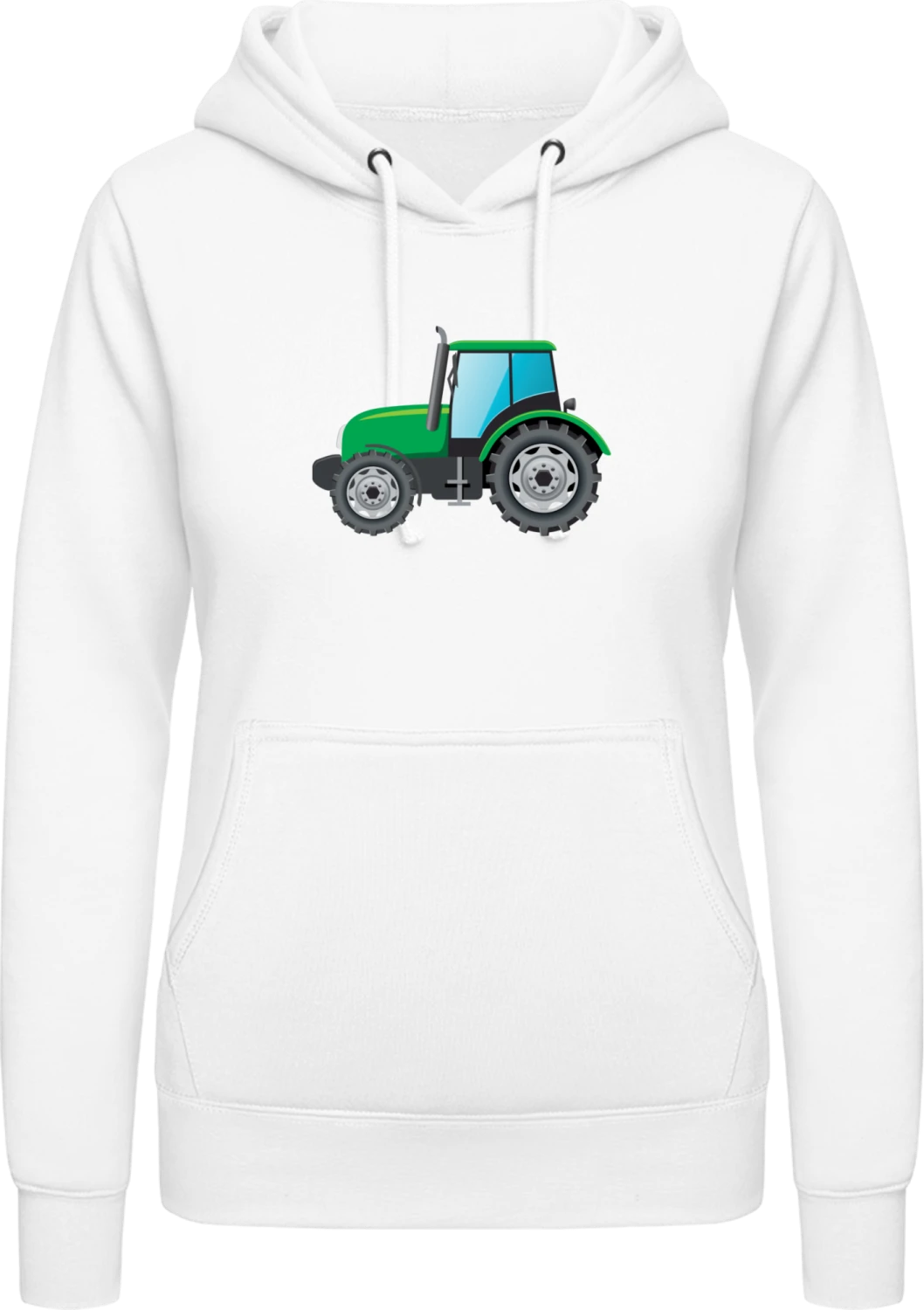 Green Tractor Illu - Arctic white AWDis ladies hoodie - Front