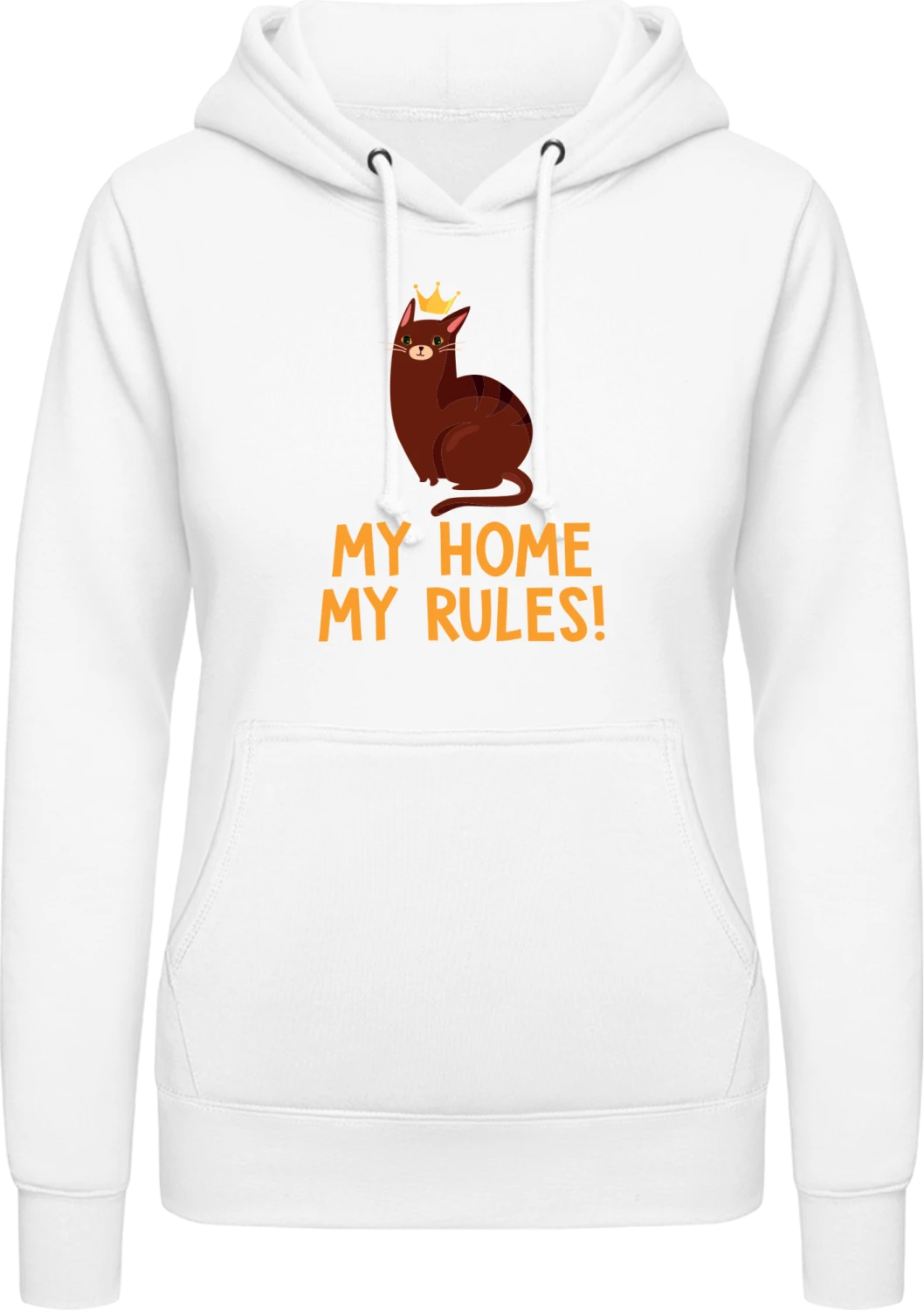 My Home My Rules King Cat - Arctic white AWDis ladies hoodie - Front