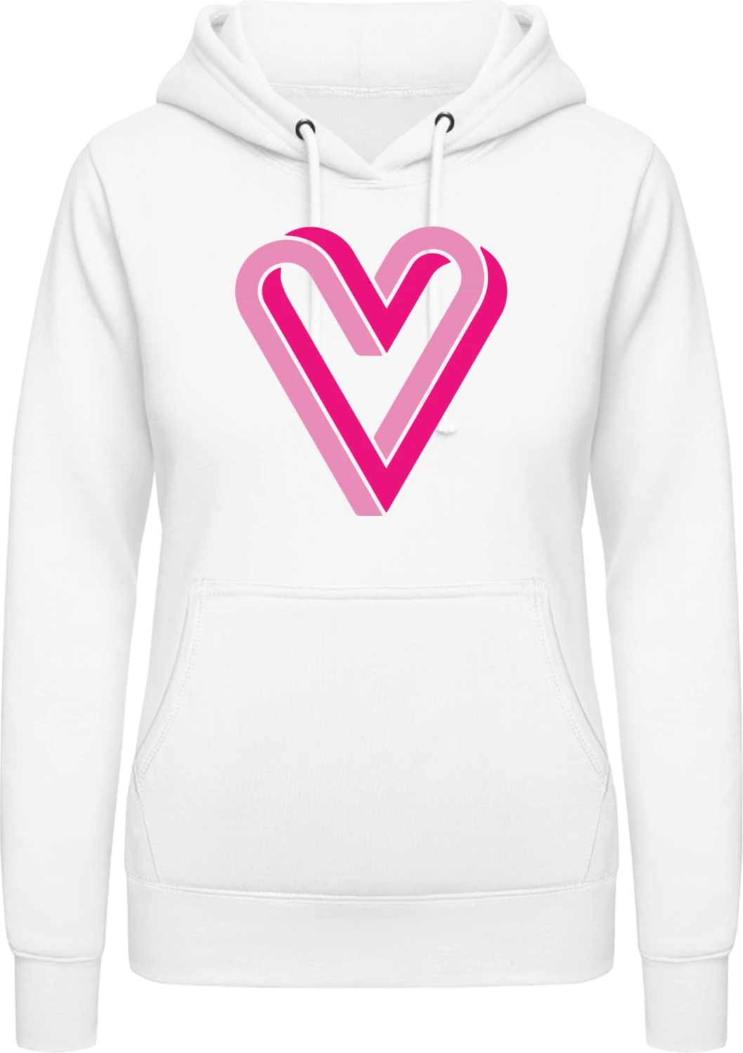 Heart Illusion - Arctic white AWDis ladies hoodie - Front