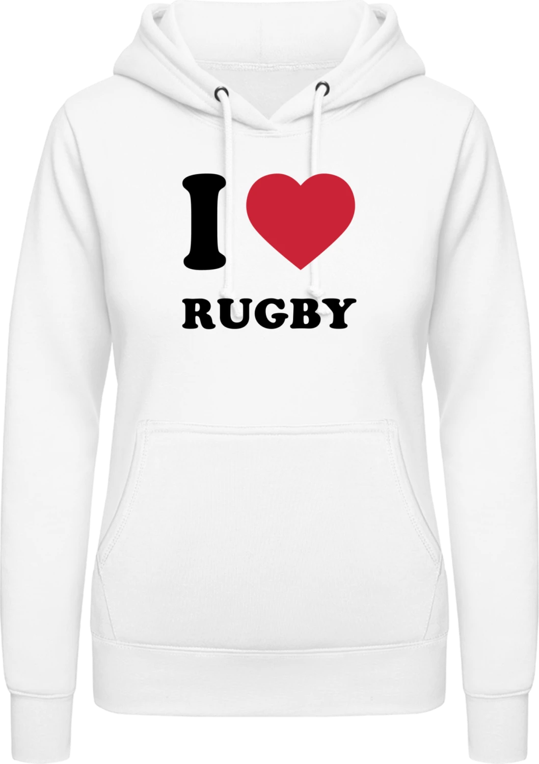 I Heart Rugby - Arctic white AWDis ladies hoodie - Front