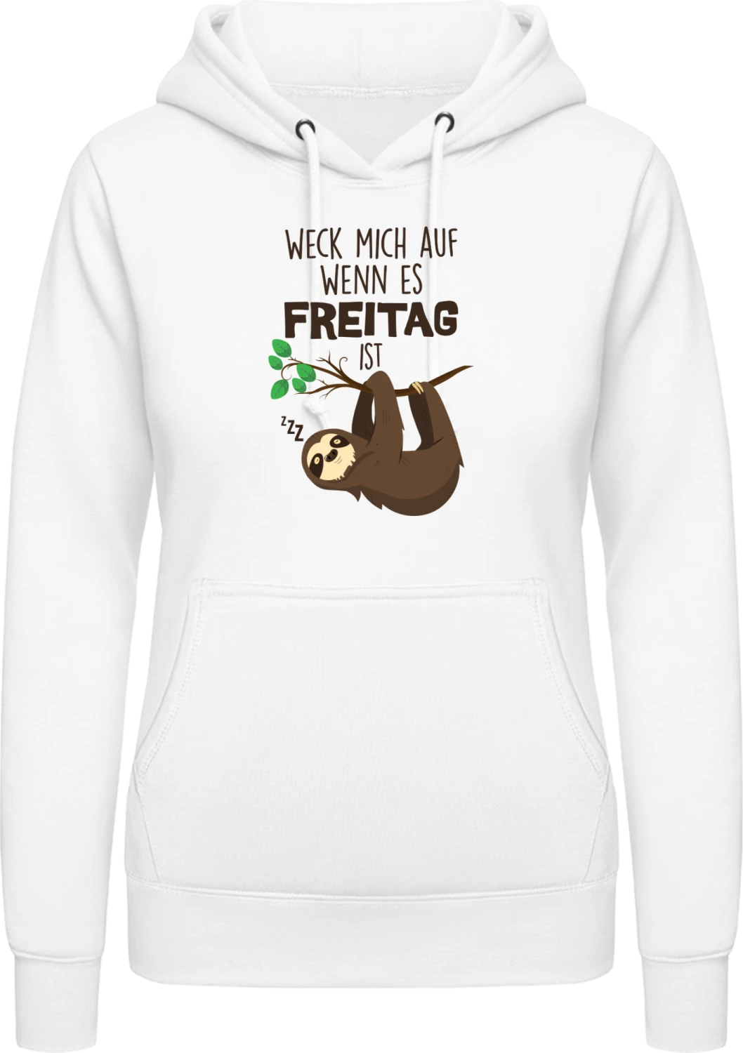 Weck mich wenn es Freitag ist - Arctic white AWDis ladies hoodie - Front