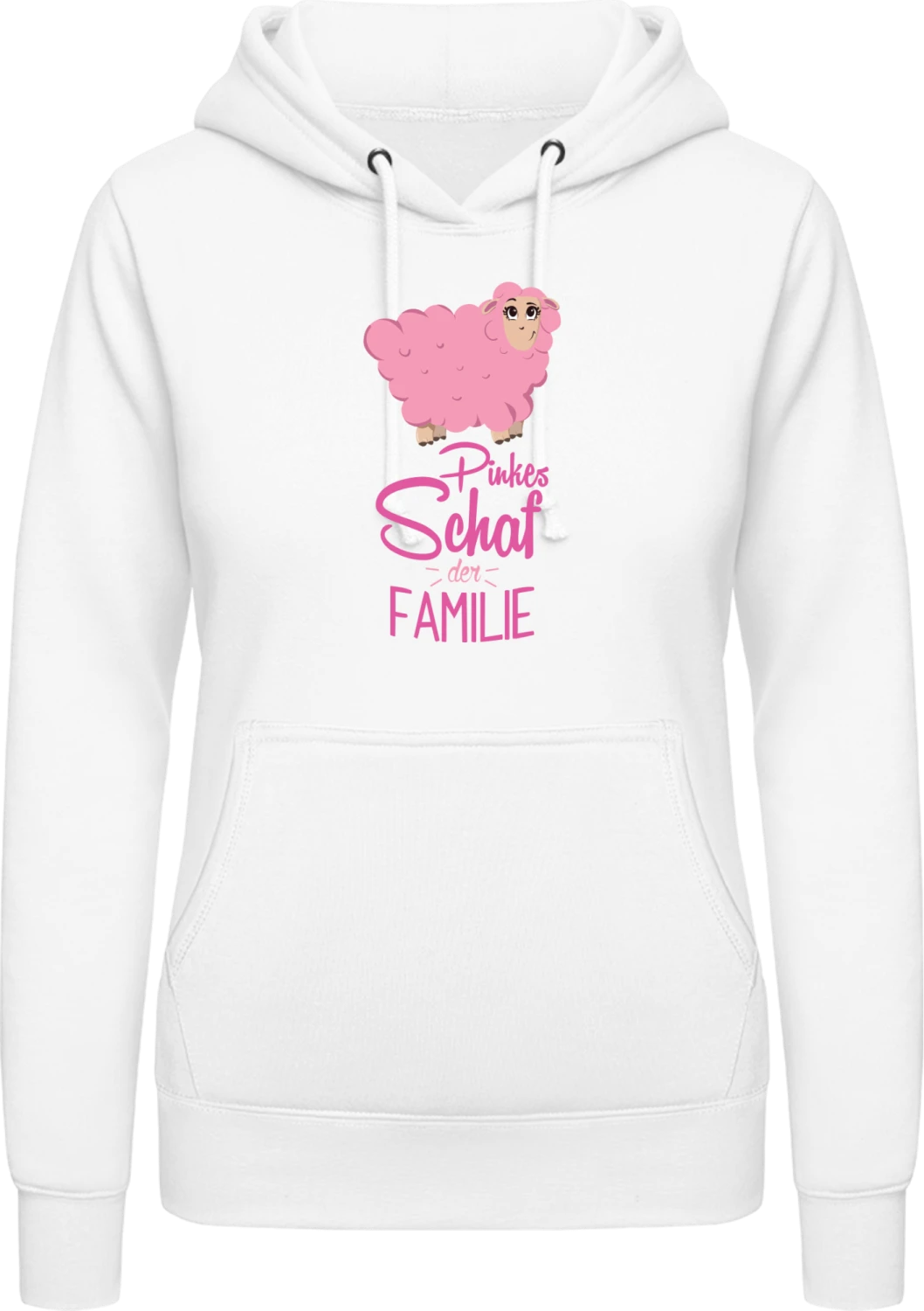 Pinkes Schaf der Familie - Arctic white AWDis ladies hoodie - Front