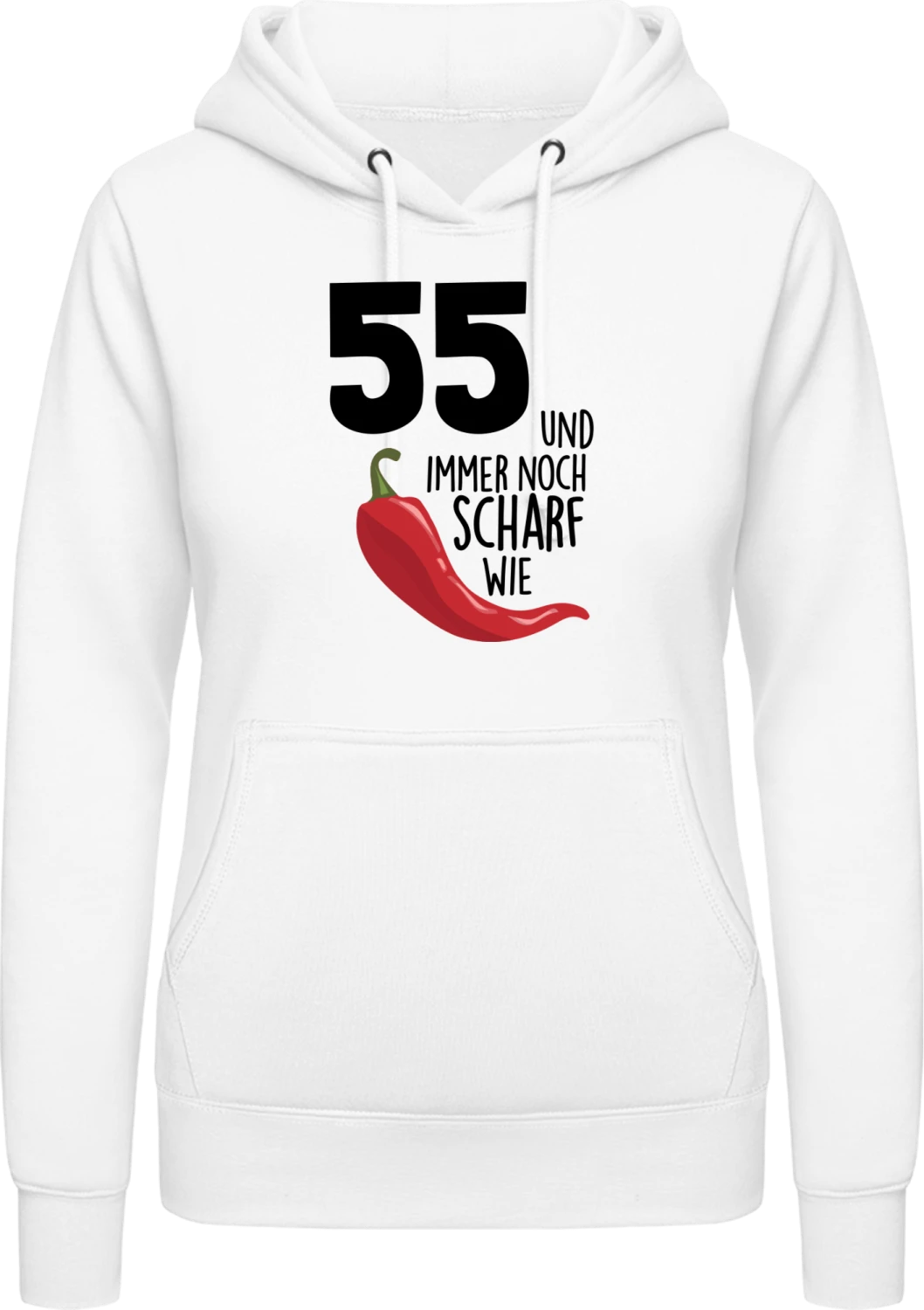 55 Jahre und immer noch scharf wie Chili - Arctic white AWDis ladies hoodie - Front