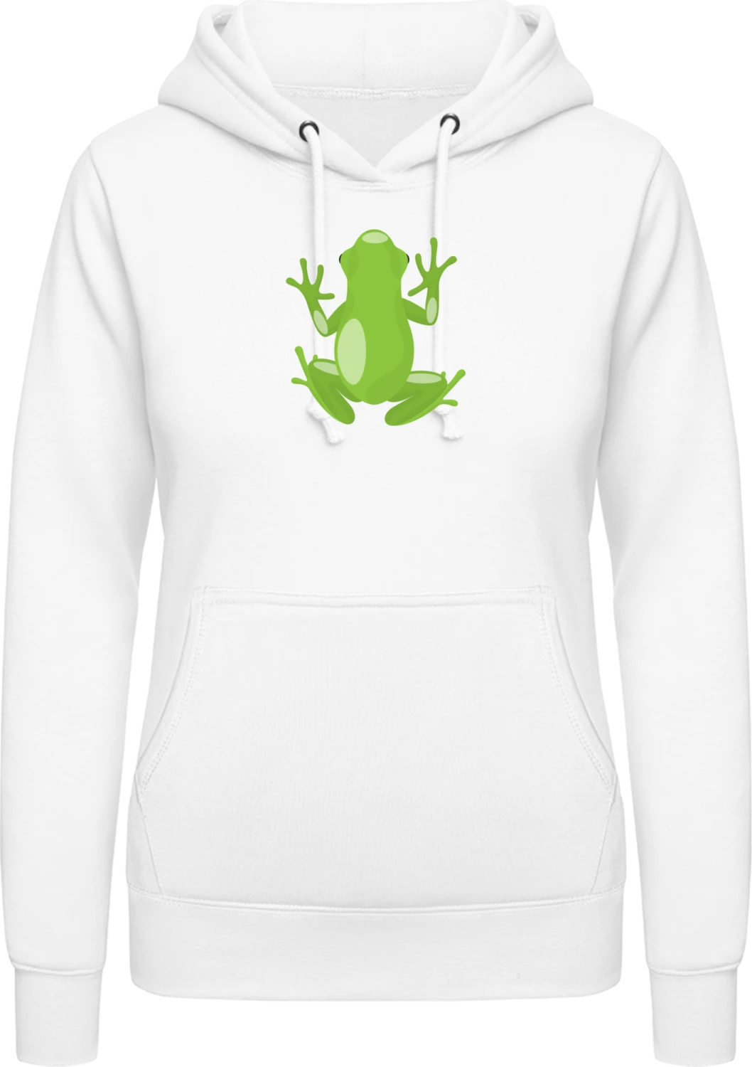 Climbing Frog Illustration - Arctic white AWDis ladies hoodie - Front