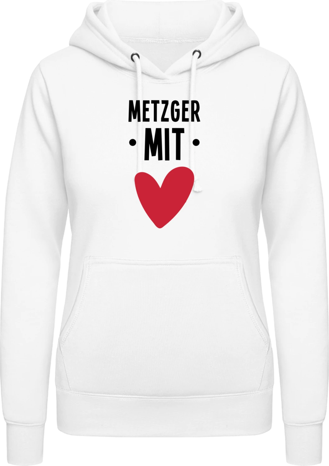 Metzger mit Herz - Arctic white AWDis ladies hoodie - Front